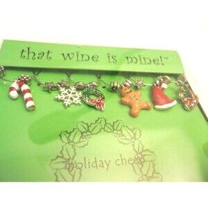Original Wine Charms Christmas Snow Candy Cane Wreath + New